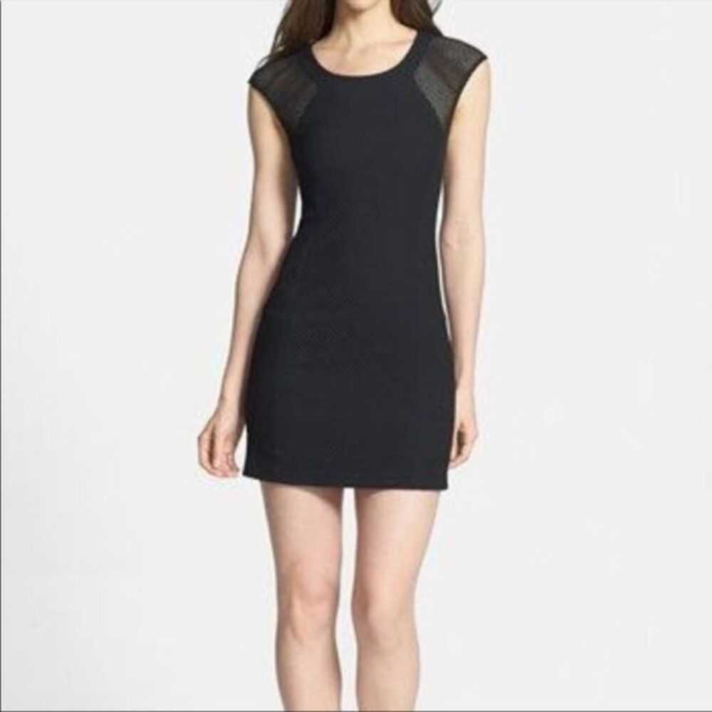 NWOT Rebecca Taylor Black Mesh Cap Sleeve Dress 6